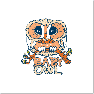 Baby owl with typography Posters and Art